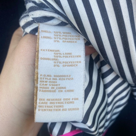 Kate Spade Wool Blend Navy Double Breast Peacoat Size XS - Picture 7 of 9